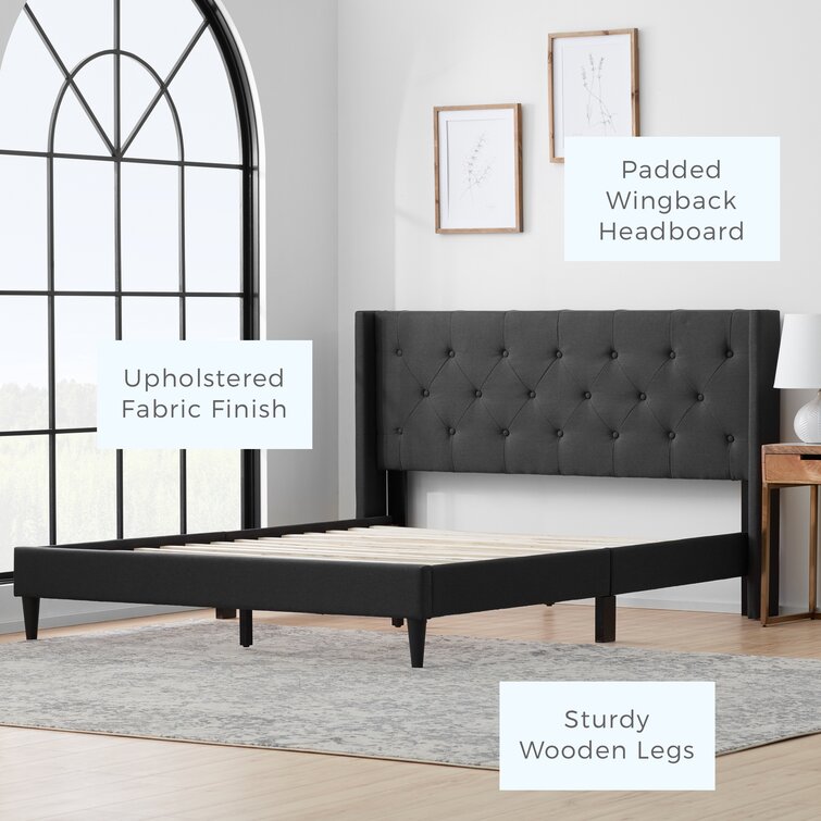 Petersen solid wood tufted clearance low profile platform bed